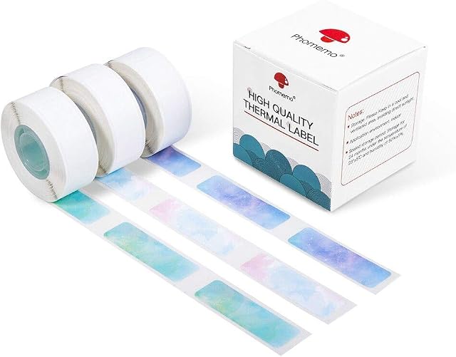 Phomemo 3 Rolls Pattern self-Adhesive Label,Thermal Label,12mm × 40mm, Compatible with Phomemo D30 Label Printer,Suitable for School,Home,Name,160 Labels/roll,3 Rolls in Total.(Starry Sky Pattern