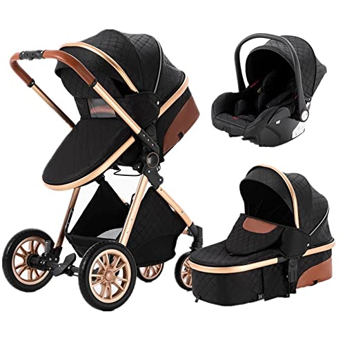 Kinderwagen 3 in 1 kinderwagen Royal Luxe Lederen Aluminium Frame Hoge Landschap Vouwen Kinderwagen Pram met geschenken… - Afbeelding 7