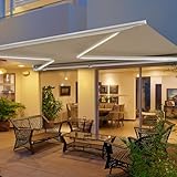 Diensweek 15'x10' Patio Awning Retractable, Fully Assembled Motorized LED Light Awnings Electric Commercial Grade - Quality 100% Dope-Dyed Acrylic Window Door Sunshade Shelter - Deck Canopy Balcony