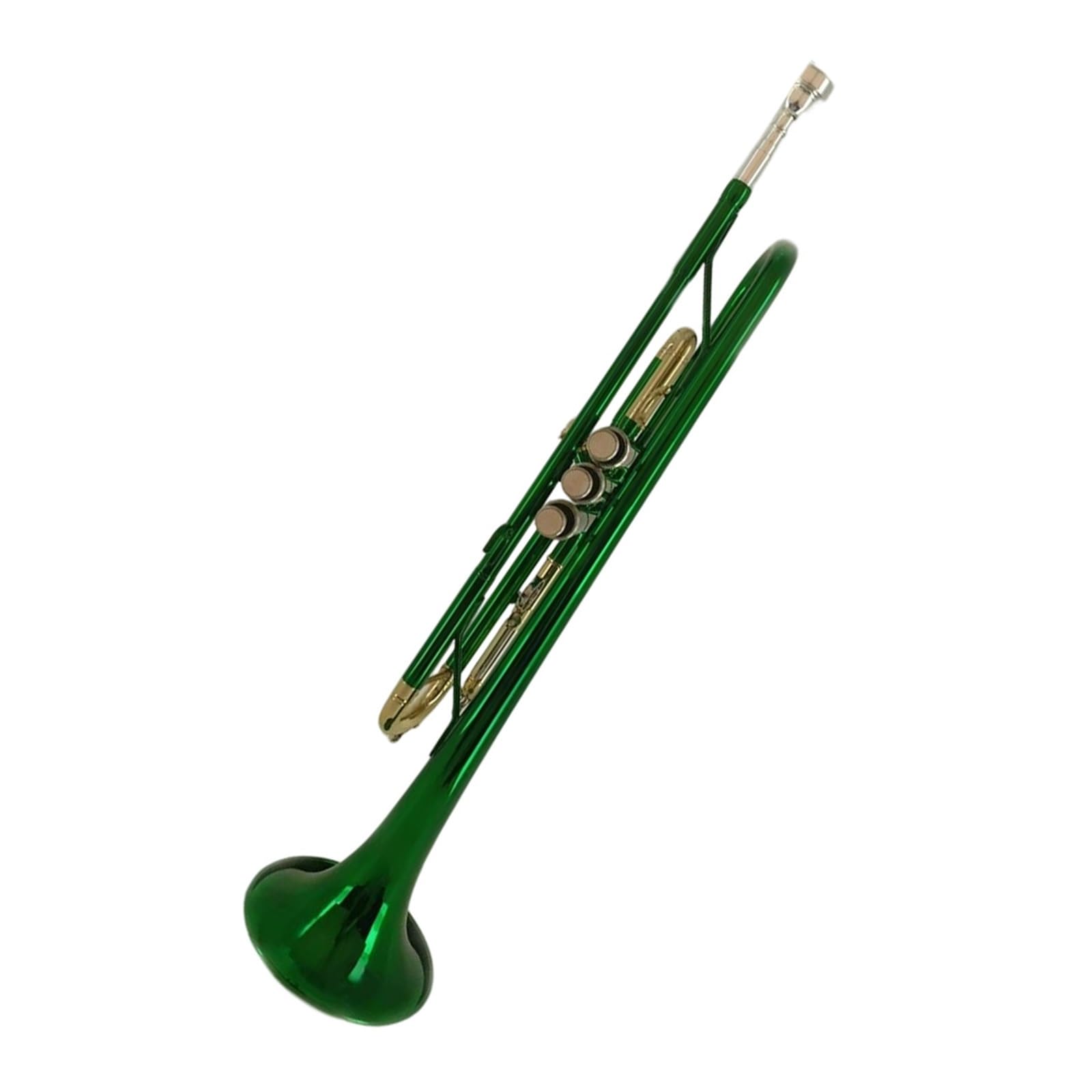 Instrumento De Trompeta Estándar Tubo De Latón Con Llave Dorada Coloreada Para Trompeta Verde En Clave B Con Boquilla 7C Guantes Y Cepillo De Pistón