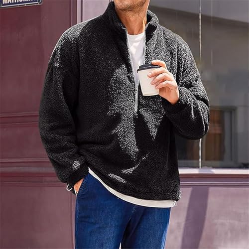 Yuemengxuan Men's Thermal Fleece Sweatshirt Half Zip Pullover Shaker Fleece Hoodies Lightweight Winter Outdoor Warm Sweater2