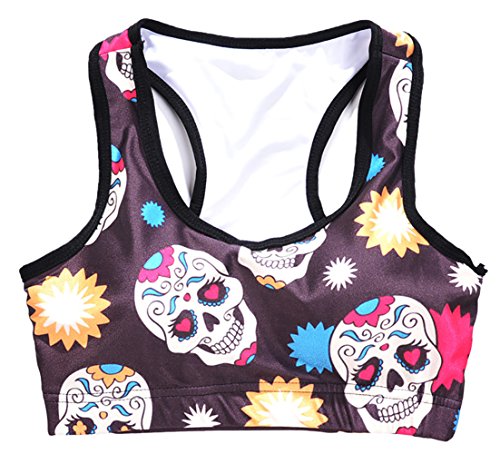Image of Sister Amy Women's Aerobics Gym Dance Yoga Vest Printed Sports Bra Top Vest