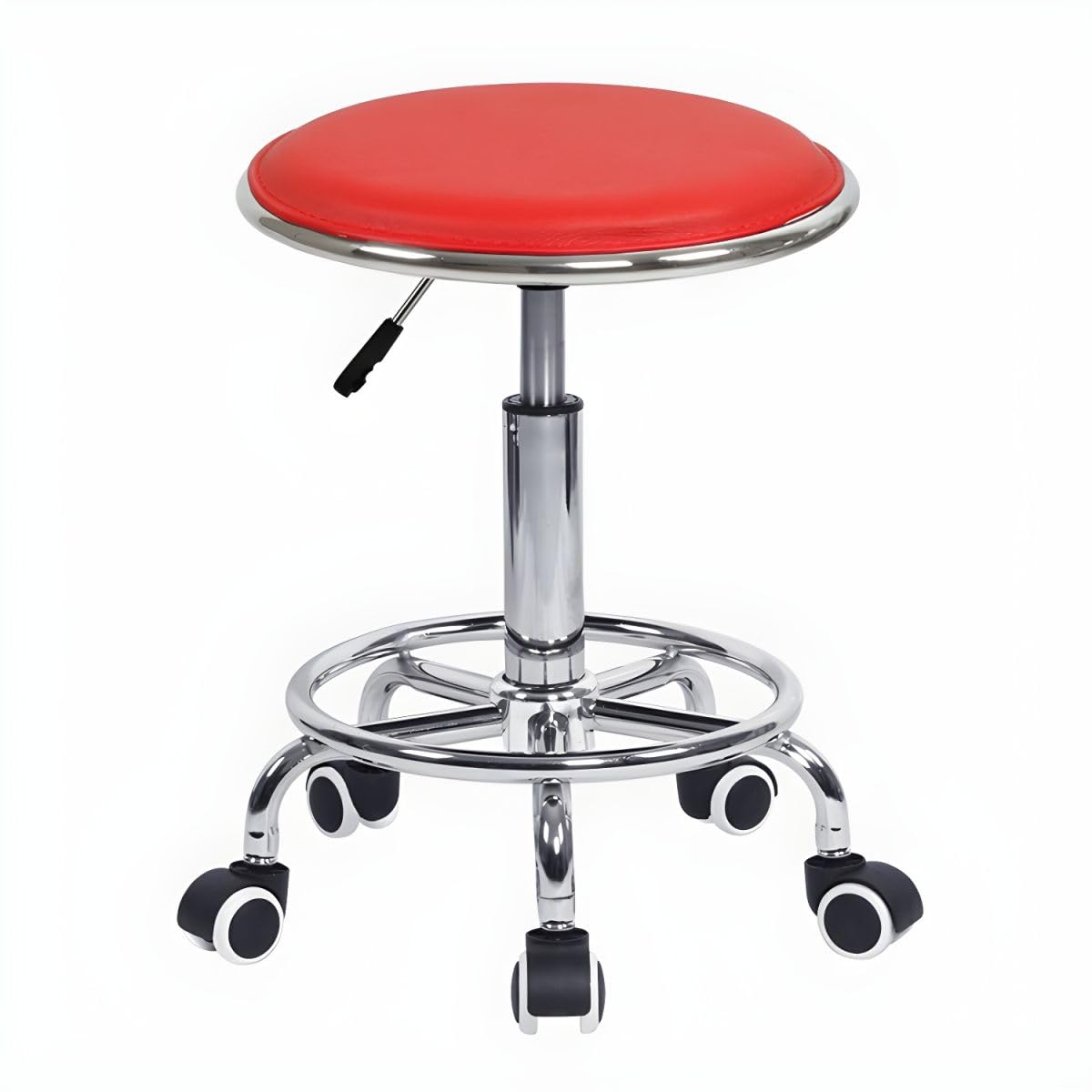 IYB®-Silver Leather Modern Bar Stool with Adjustable Height and Swivel - 1 Piece Red Bar Stool-picture-25