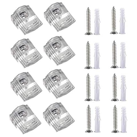 10pcs Clear Plastic Mirror Holder Clips for 1/8 Inch Thickness Mirror Mounting Clip Mirror Hanging Kit with Screw and Anchor for The Wall Mount Cover