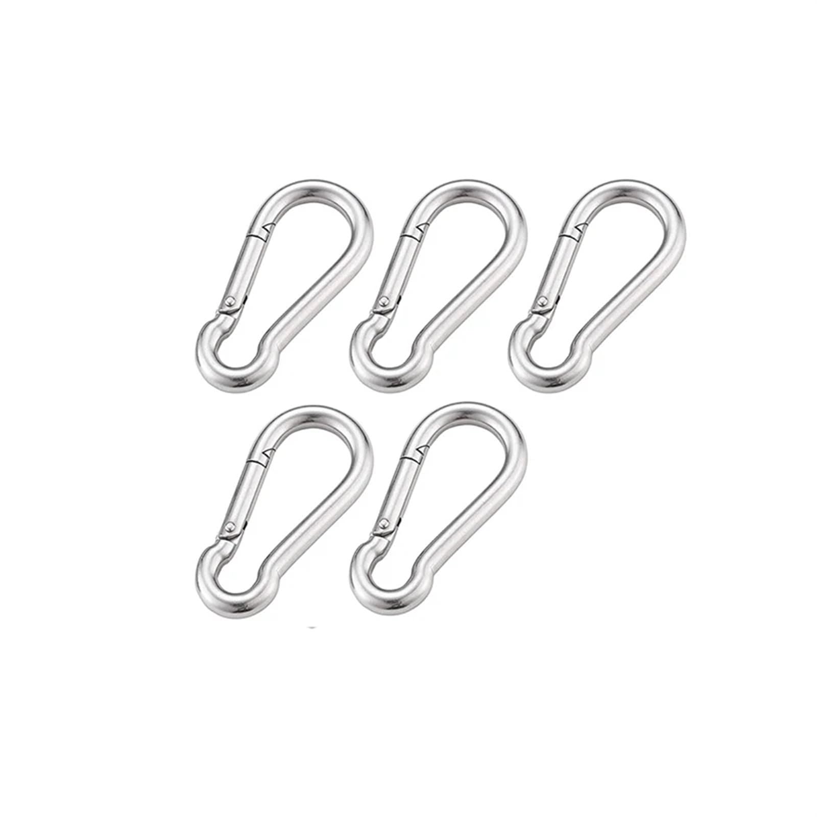 Mosquetón de Acero Inoxidable 316 con Cierre Resorte Multifuncional, M4, M5, M6, M7 y M8, Anillo Bloqueo Enlace rápido(5pcs,M7)