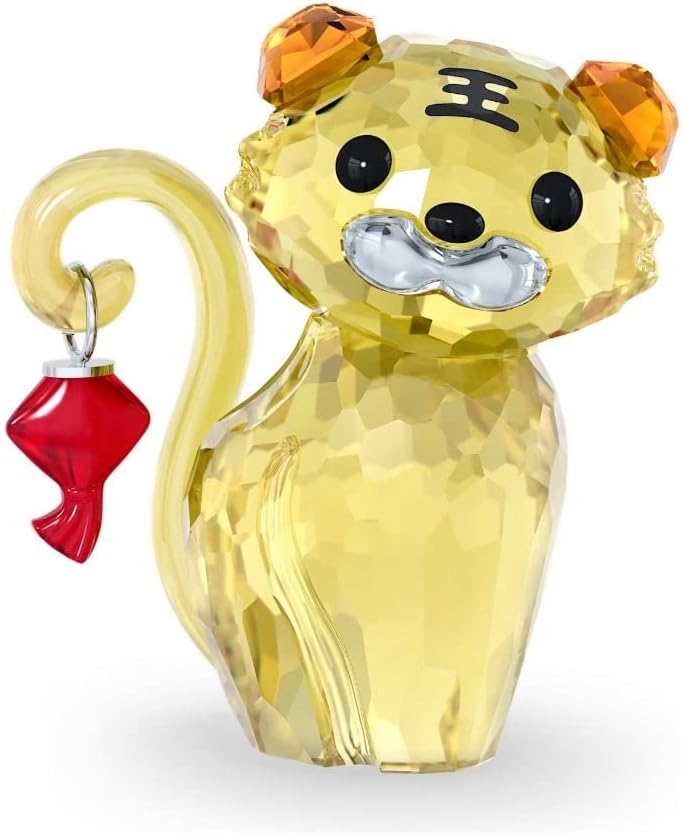 スワロフスキー SWAROVSKI 2021AW 置物 タイガー アジアン シンボルズ タイガー フィギュア オブジェ 置物 5579577 イエロー クリア レッド 高さ 5cm 幅 4.5cm 奥行き 3cm [Parallel import goods]