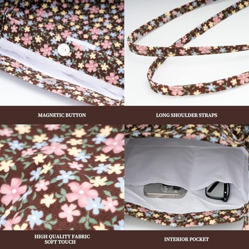 Image of Kawn Corduroy Tote Bag Aesthetic Cute Canvas Tote Bags for Women Washable Shoulder Bag with Inner Pocket for Go-to Everyday Bag for Work Beach Travel and Shopping Grocery