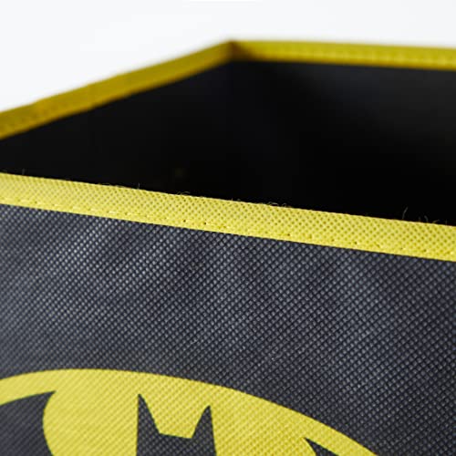 Image of Batman Collapsible Storage Cubes - Set of 2 Foldable Fabric Bins for Kids - Organizer Boxes with Iconic Logo - Closet & Toy Storage - Black Superhero Cube Containers