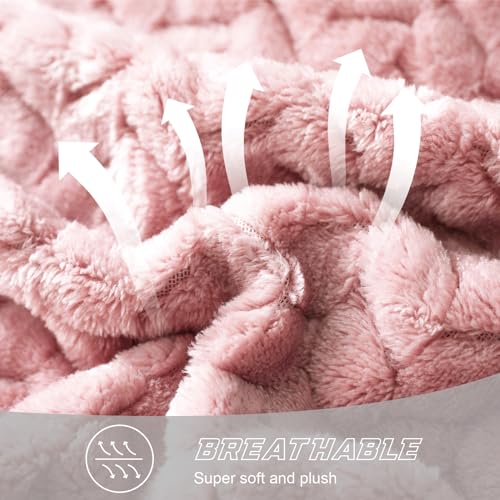 Exclusivo Mezcla UK-FB-JL-5070-PK Pink Fleece Throw Blanket For Couch And Bed thumb #6