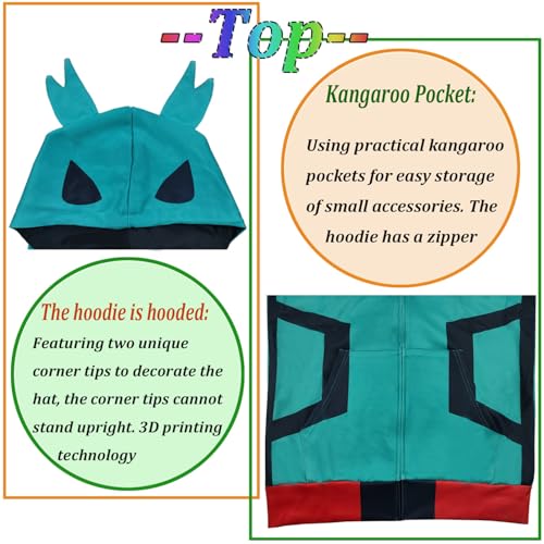 BIUTEY Anime Mha Hoodie and Sweatpants Midoriya Izuku Cosplay Hooded Pullover Sweatsuit Jogger Men's Tracksuits 2 Piece Set4