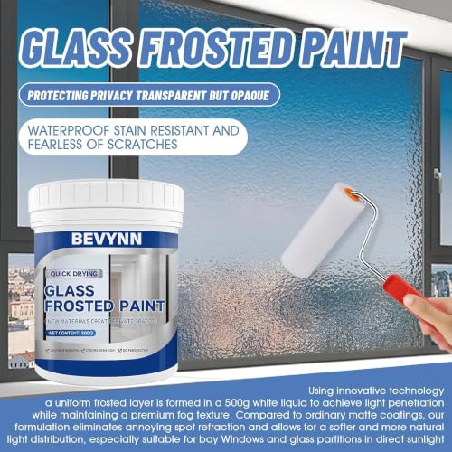 Image of Frosted Glass Paint Water-Based Windows Privacy Paint with Brush, Waterproof & UV Resistant Window Frosting Coating for Windows, Doors & Glass Surfaces DIY (300 G)