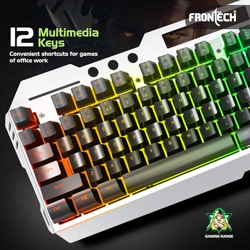 Image of FRONTECH Wireless Gaming Keyboard & Mouse Combo | Rainbow Backlit | 2.4GHz | 4800 DPI | Rechargeable | Type-C | 104 Keys | Windows /Mac /Android /iOS Compatible (KB-0025B)