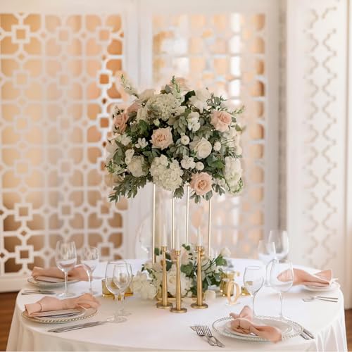 Image of 5pcs Gold Flower Stand Centerpieces,23.6inch Wedding Centerpieces Vase for Tables with Acrylic Plates,Rectangular Flower Display Rack for Table Decorations Event Home Party