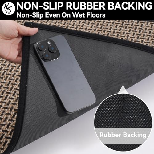 Image of Door Mat 24x72 Dirt Resistant and Absorbent, Non-Slip Rubber Backing Floor Mats, Easy Clean Low-Profile Doormat for Entryway, Front Door, Inside Entrance Black