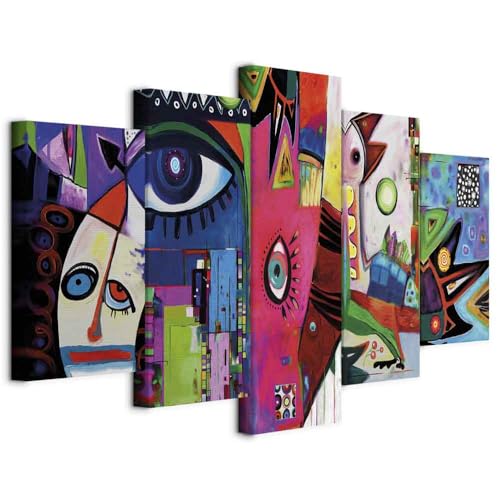 B&D XXL - Quadro Acustico Astratto XXL 5 pezzi schiuma acustica Quadri Moderni Grandi - Camera da Letto Matrimoniale - Stampa su Tela - Pannelli Fonoassorbenti Decorativi - Fonoassorbente