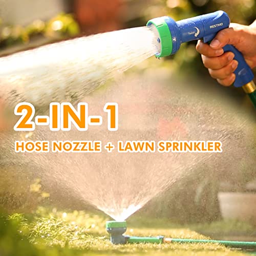 Restmo Hose Nozzle And Lawn Sprinkler 2-In-1, New Patent Garden Hose Water Sprayer, High Pressure, Twist Control, Labor Saving, Self-Lock Trigger, Great For Outdoor Irrigation, Watering And Washing #TOP4