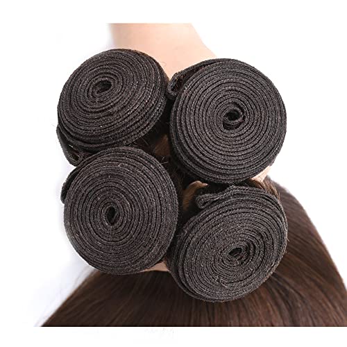 Extensiones de cabello humano natural #4 marrón liso virgen de 24 pulgadas para volumen 4
