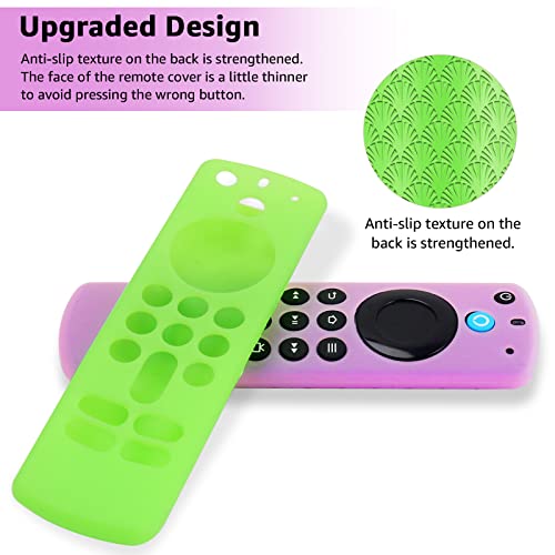 Image of (2 Pack) Onebom Silicone Protective Remote Cover Compatible with TVStick, HD, 3rd Gen, 4K Remote Controls, Anti-Slip Remote Control Case with Lanyard(Glow Green&Glow Purple)