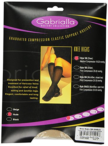 Image of GABRIALLA Sheer Knee Highs, Compression(20-22 mmHg), Nude, Small, 3 Count