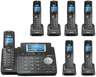 VTech DS6151-11 DECT 6.0 2-Line Expandable Cordless Phone + (6) DS6101-11 Accessory Handset, Black