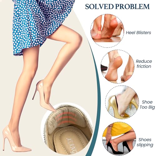 Image of Heel Pads for Shoes - 4 Pairs Foamed Cotton Heel Cushions Pads for Heel Slip and Blister, Comfortable Heel Grip for Pain Relief(Pale Apricot+Black)