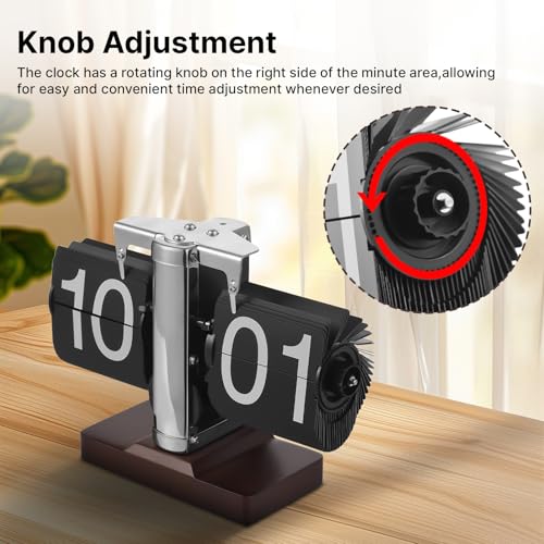 Irishom Retro-Flip-Uhr, Vintage-Tischuhr, Digitale Flip-Down-Uhr, Digitale Retro-Flip-Down-Uhr, kleine Uhr mit Holzsockel, Geschenkideen, Coole Dinge für Zuhause, Zimmer, Büro – Bild 4