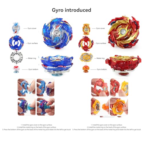 Netoke Gyros Turbo Set, 4D Metal Fusion Combat Gyros, With Battling Top Launcher, Gift Sets,(B-174-1+B-174-2) - Image 4