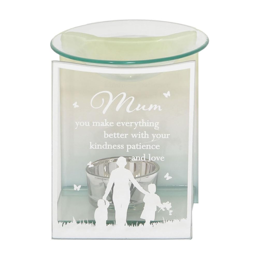 Onlinestreet Clear Mum Gift Beautiful Sentiment Memorial Glass Wax Melt Oil Burner & Tea Light Holder - Gift Ideas For Mum | Mummy | Mom | Mother | Mother's Day | Birthday | Anniversary | Christmas
