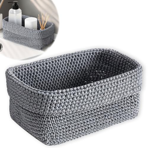 1 Pezzi Cestini Portaoggetti,Ceste Portaoggetti,Cestini Bagno Portaoggetti,Cesto Bagno Portaoggetti,Cestini Porta Oggetti,per Camera da Letto,Bagno,Cucina,Studio,Ufficio,21 * 13 * 15,5cm(Grigio)