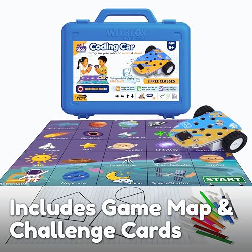 Image of WitBlox Coding Car for Kids (5+ Years) | STEM Learning Toy | Draw & Move Robot | DIY Coding Kit with Map | Made in India|Free Classes