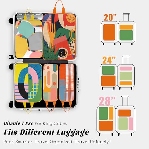 7 Pcs Compression Packing Cubes Travel for Suitcases, Luggage Organizer Washable Storage Bags Set for Backpack Travel- Packaging Cubes for Carry-Ons and Storage4