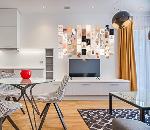 Image of Pack of 54 Boho Wall Collage Kit Posters - 4 x 6 Inches Wall Decor Poster - Wall Art For Bedroom, Living room, Office - 1 Tissue Tape