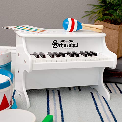 Schoenhut My First Piano II - 25 Keys White Mini Keyboard Piano - Symphonic Grand Piano with Tuned Baby Keys - Toddler Musical Instruments Promotes Hand-Eye Coordination - Piano for Toddlers