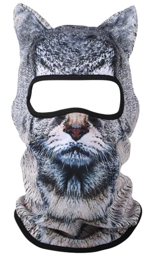 Image of 3D Cat Ski Balaclava Sheisty Face Mask with Ears Cute Animal Ski Mask for Music Festivals Raves Party Outdoor Activities