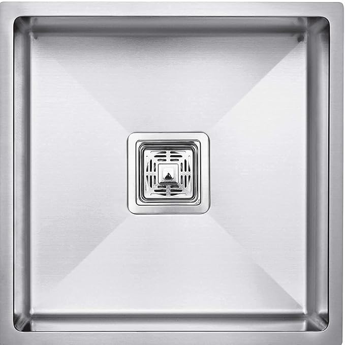 Image of CROCODILE 18x16x10 Inch 304 Grade Stainless Steel Handmade Kitchen Sink | Single Bowl, Heavy Duty, Anti-Rust, Sound-Dampening Sink for Modern Kitchens