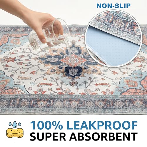 Image of 4PACK Washable Pee Pads for Dogs,Great Urine Absorbent Reusable Puppy Training Pads,Waterproof,Leak-Proof & Non-Slip Potty Pads for Whelping,Crate,Playpen,Bed.(Blue Floral,24 inchx36 inch)