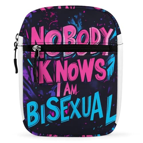 Nobody Knows I Am Bisexual Women's Cute Small Mini Crossbody Bag Top Zip Sling Square Shoulder Bags
