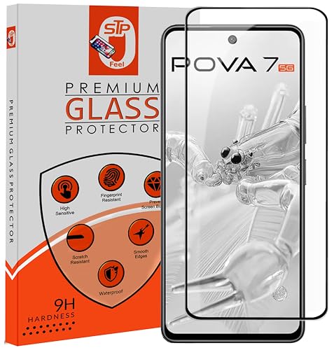 Image of Premium Tempered Glass Screen Protector Guard Compatible For Tecno Pova 7 5G (6.78 Inch, Pack of 1) | Edge to Edge Coverage With Easy to installation kit for Smartphone