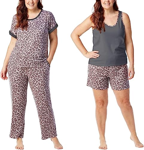 Image of Lucky Brand Women's Pajama Set - 4 Piece Sleep Shirt, Tank Top, Pajama Pants, Lounge Shorts (S-XL)