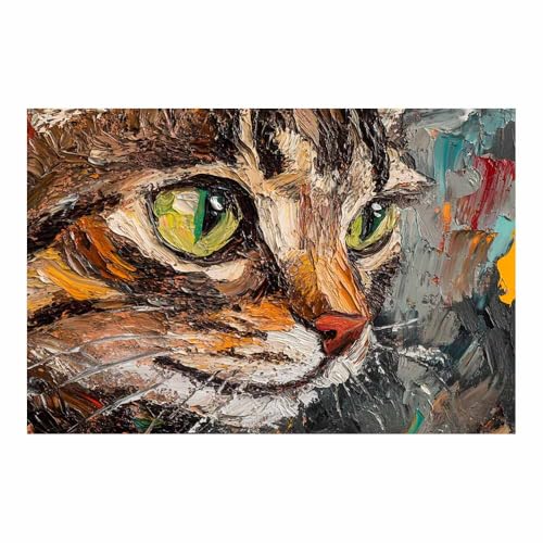 Peinture chat mignon Brun49 pour une déco de salon chaleureuse