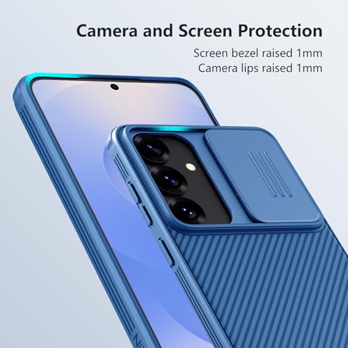 Image of Nillkin Classic Series for Samsung Galaxy S25 Plus Case with Camera Cover, Military Drop Protection & Thin Slim Fit & Lanyard Design & Non-Slip Protective Phone Case for Galaxy S25 Plus 6.7 inch, Blue