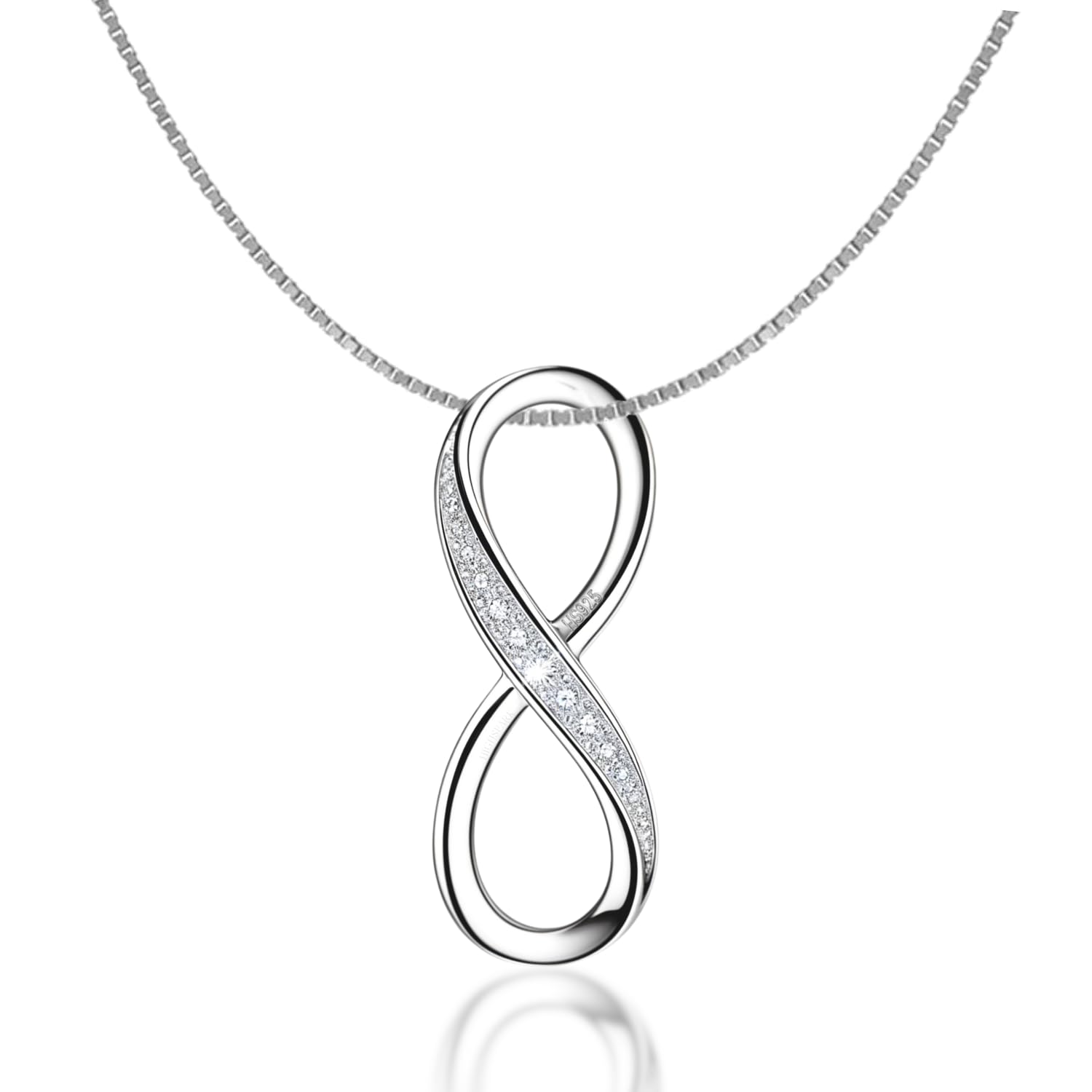 HighSpark Womens Infinity Pendant Necklace | 92.5 Sterling Silver & Stunning Shine | Infinity Pendant Necklace Represents Everlasting Endless Love | Lovely Gift - Silver (B0BNVR3XFX) Amazon Price History, Amazon Price Tracker