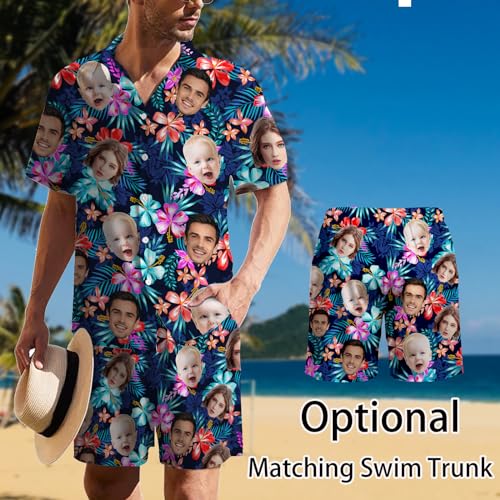 Custom Hawaiian Shirt W/Face for Men Personalized Funny Button Down Hawaiian Shirts w/Photo Tropical Beach Shirts3