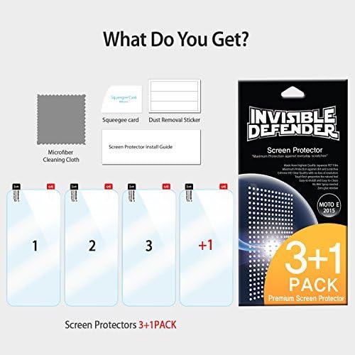 Ringke Screen Protector Compatible with Motorola Moto E 1st Gen Invisible Defender [4 Pack, Max HD Clear Quality] Perfect Touch Precision High Definition (HD) Clear Film