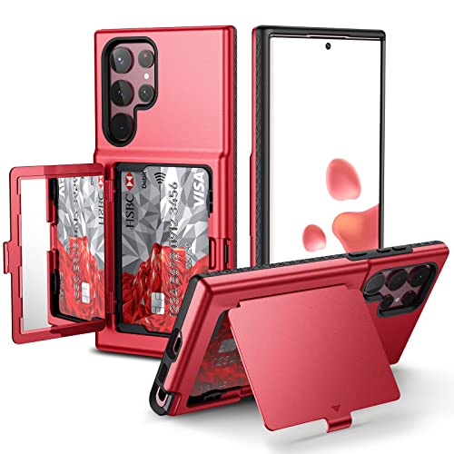 Coque portefeuille Samsung S22 Ultra rouge pour ranger ses cartes et éviter les chocs