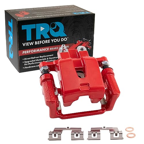 Image of TRQ Rear Right Brake Caliper w /Bracket Performance Red Passenger Side | For 2005-2018 Chrysler 300 2009-2016 Dodge Challenger 2006-2016 Charger 2005-2008 Magnum