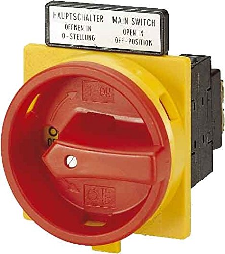 Eaton P1-32/EA/SVB-SW/HI11 Interruptor General, 3 Polos con 1 No con 1 NC, 32 A, Función de Parada, Bloqueable en posición 0, Montaje Empotrado