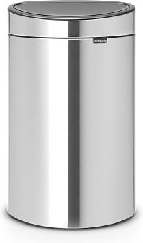 Brabantia Recycling Touch Bin with Plastic Buckets, 10 L and 23 L - Matt Steel Fingerprint Proof