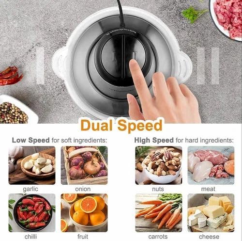 Image of Electric Chopper, Meat Chopper with Stainless Steel Chopper Bowl Heavy 700W Motor - 2 Speed Modes for Kitchen Food Processor, Meat, Vegetables, Onion, Mince (2L)