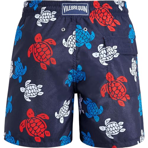 Vilebrequin Men Swim Trunks Tortues Multicolored Turtles, XL, Navy Blue